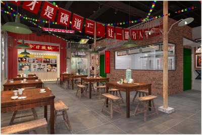 中式复古烧烤店3D模型下载